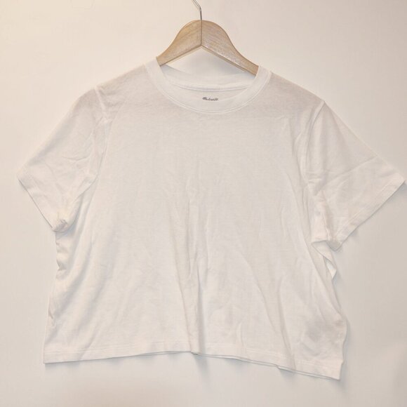 Madewell Womens White Boxy-Crop Tee Softfade Cotton Size XS - Picture 7 of 11